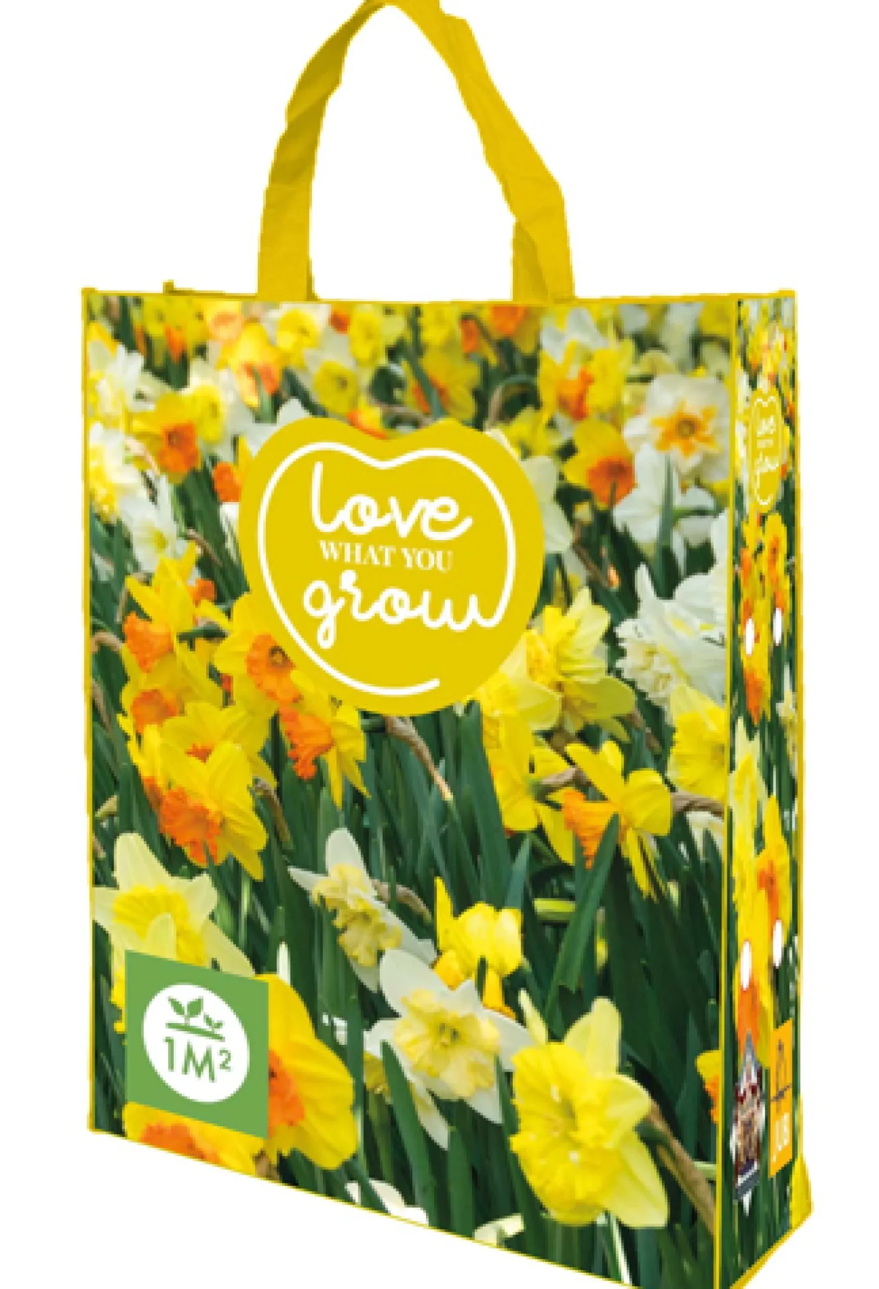 1 shopping bag met narcissen mix 'love what you grow'