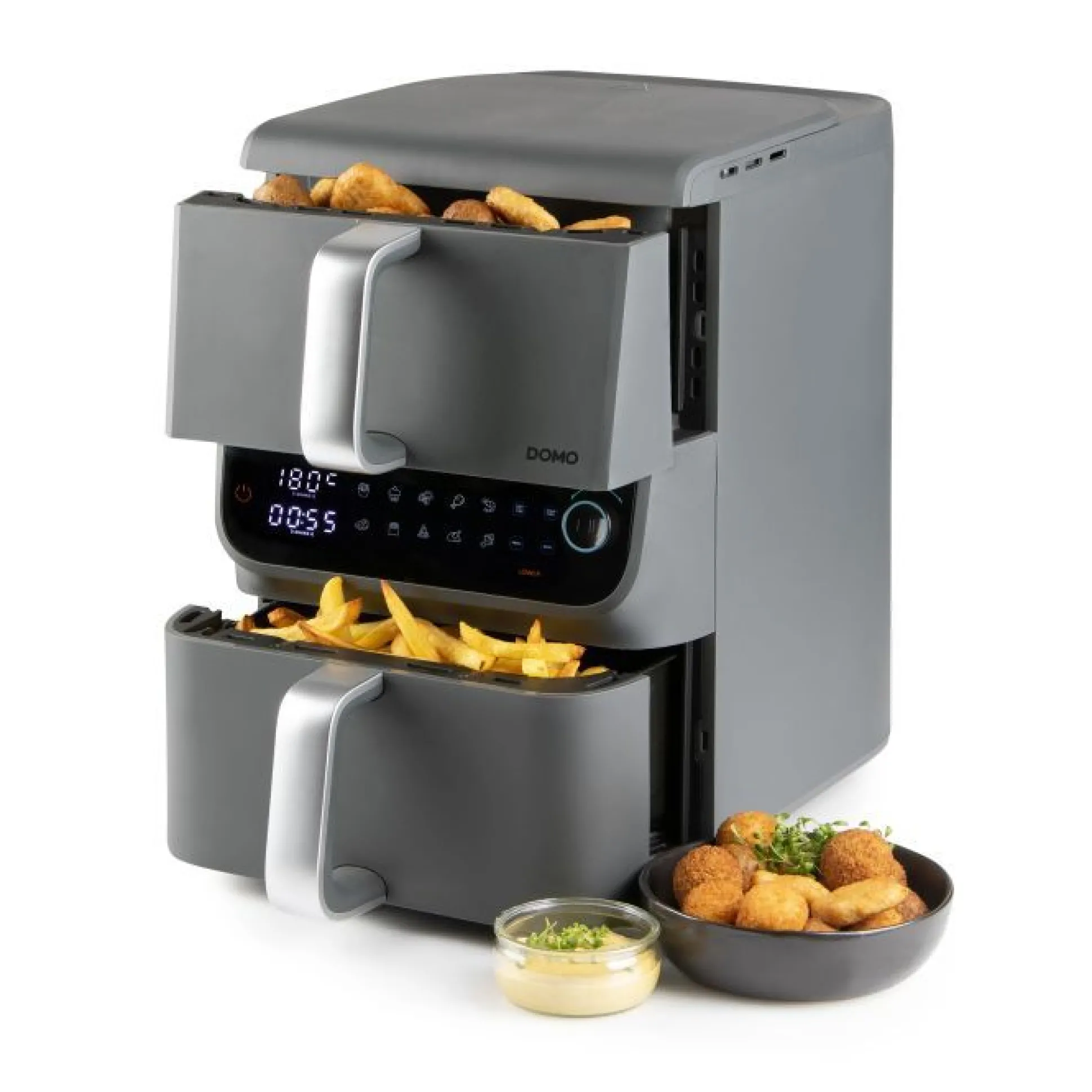 Airfryer double fry zone verticaal 3,5+6,5l