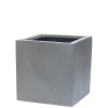 Bloembak Fiberstone kubus 30x30cm grijs