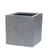 Bloembak Fiberstone kubus 40x40cm grijs
