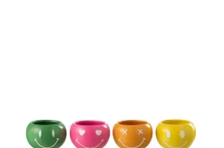Bloempot smiley porselein mix small assortiment van 4