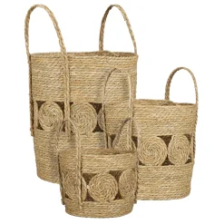 Borno mand rond lichtbruin - h34xd32cm