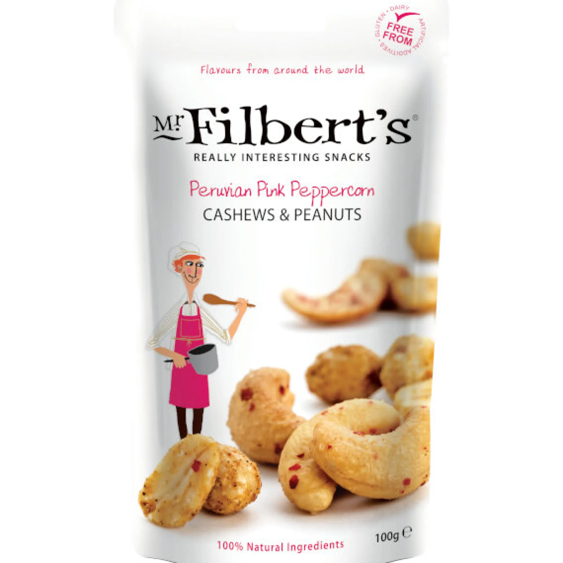 Cashewnoten en pinda's met peruaanse roze peper 100g