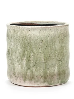 Craquelé Pot flame light green d17,5 h16,5 cm