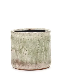 Craquelé Pot flame light green d14 h13 cm