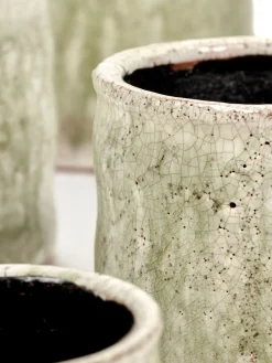 Craquelé Pot flame light green d14 h13 cm