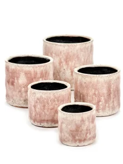 Craquelé Pot flame rose d10 h9 cm