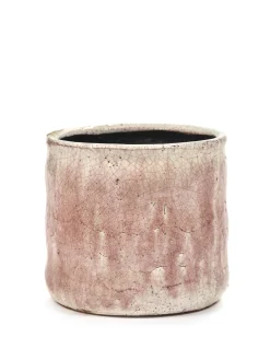Craquelé Pot flame rose d14 h13 cm