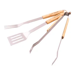 3-delige standaard set uit rvs en hout FSC 100%