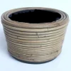 Drypot round stripe grey d19h12cm