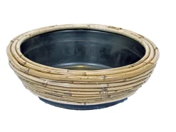 Drypot round stripe grey d30h12cm