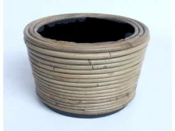 Drypot round stripe grey d24h14cm