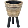 Drypot wooden legs stripe grey d27h42cm