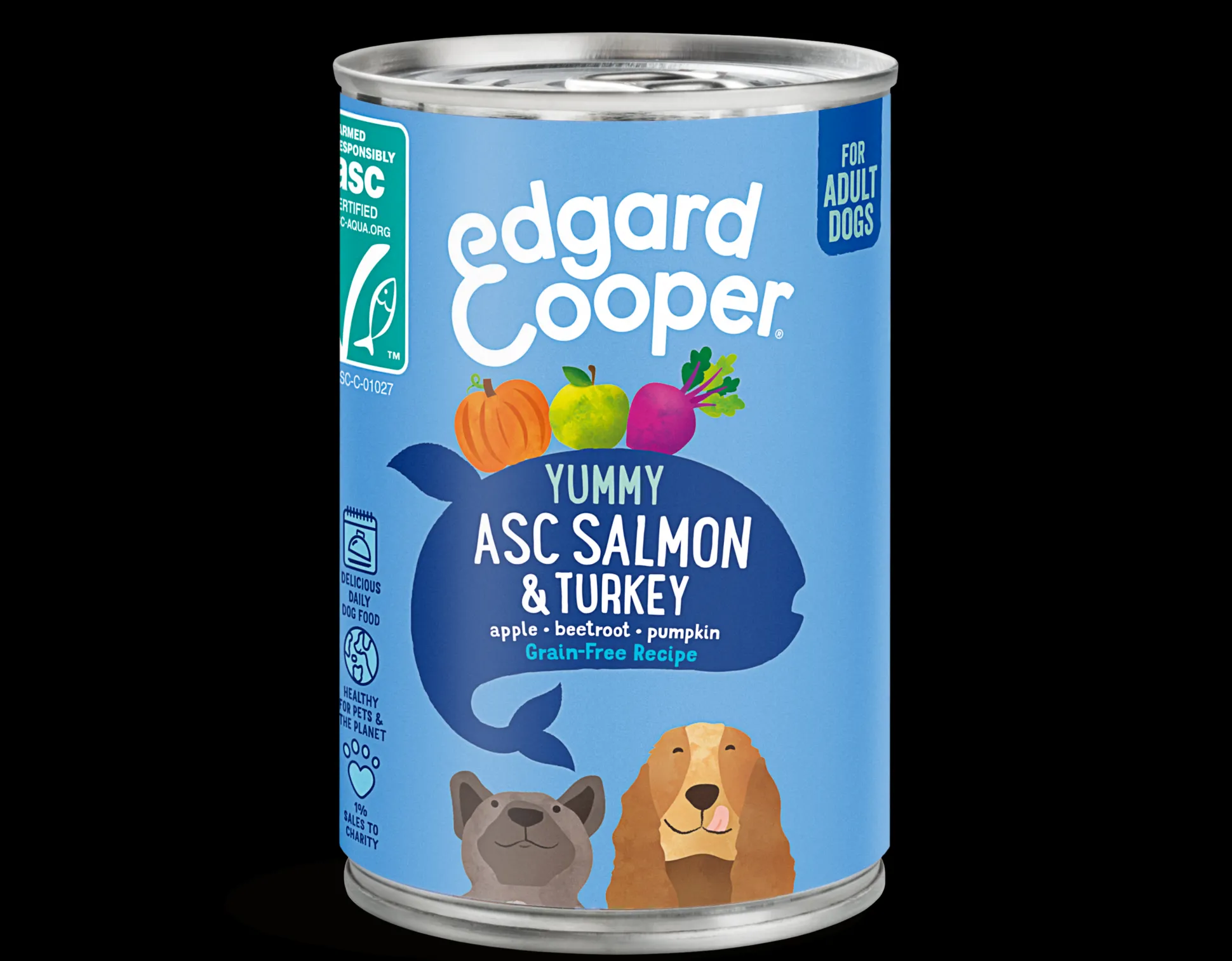 Edgard & cooper, blik voor adult honden met zalm en kalkoen, 400g