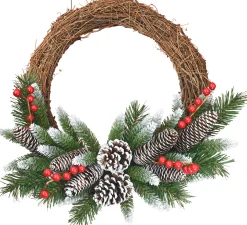 Frosted berry grapevine wreath d41cm