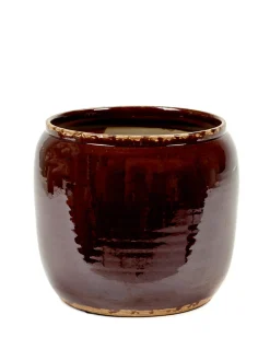 Glazed shades Pot costa m brown d21h21