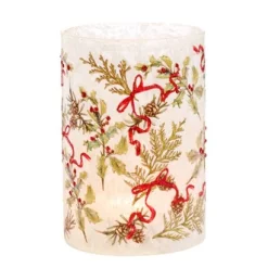 Glazen cilinder votive met hulst en strik