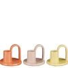 Graca kandelaar oranje geel roze 3 assorti - h7,5xd9cm