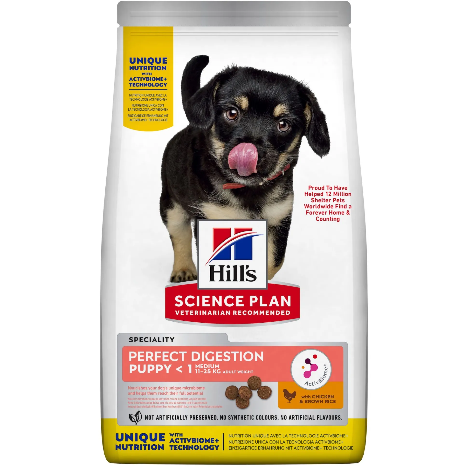 Hill's science plan perfect digestion medium puppyvoer met kip en bruine rijst zak 2,5kg