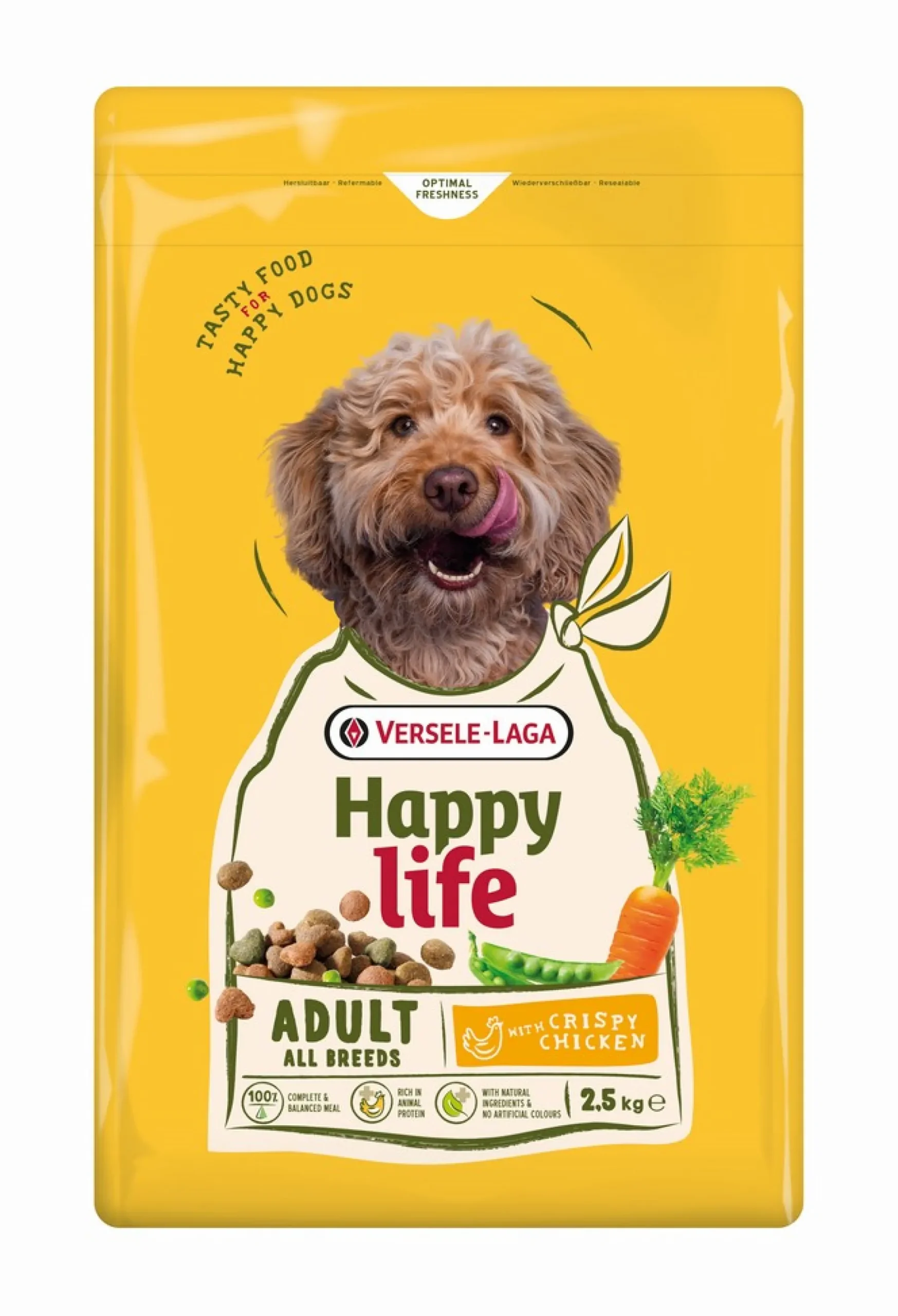 Hondenbrokken happy life adult met kip 2,5kg