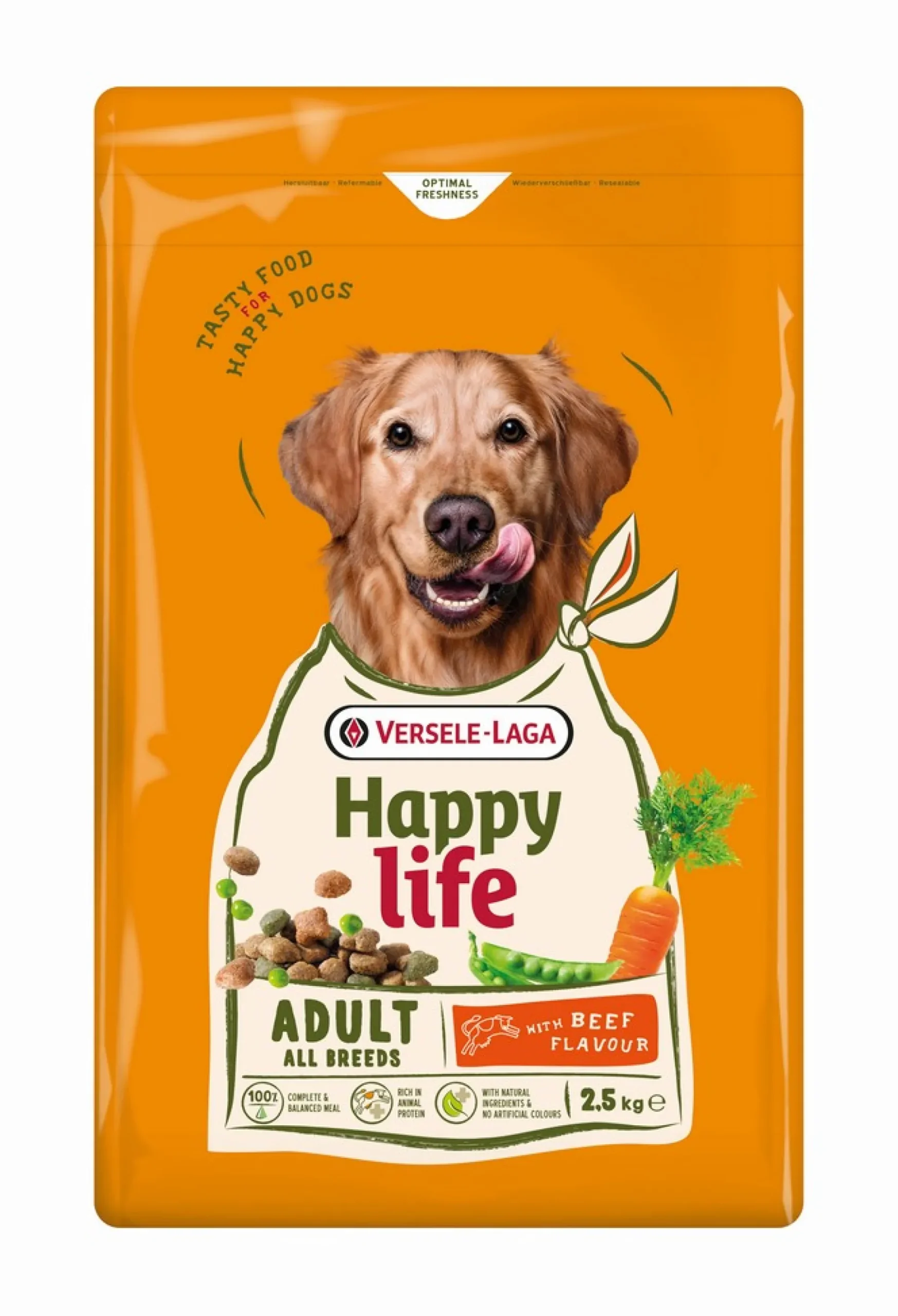 Hondenbrokken happy life adult met rundsmaak 2,5kg