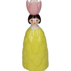 Kaarsenhouder bloemenmeisje geel