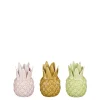 Kandelaar ananas oker groen roze 3 assorti - h11xd6,5cm