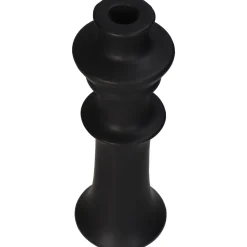 Kandelaar fijn aardewerk zwart 8x8x24cm