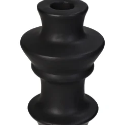 Kandelaar fijn aardewerk zwart 8x8x24cm