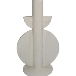 Kandelaar poly ivoor 13x9x22cm