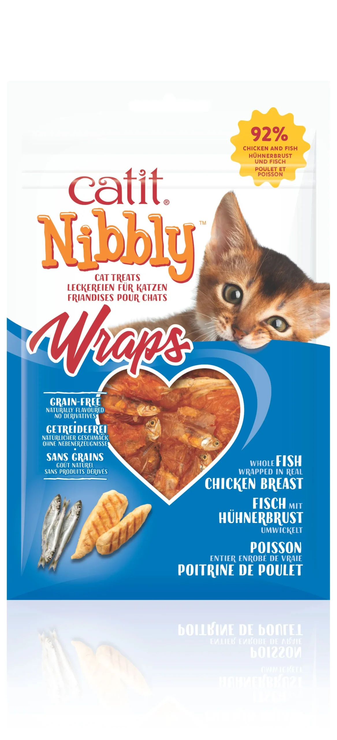 Kattensnack nibbly wraps kip & vis 30g