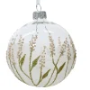 Kerstbal glas transparant bloemen