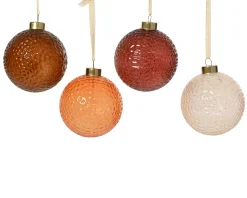 Kerstbal glas transparant met glitters