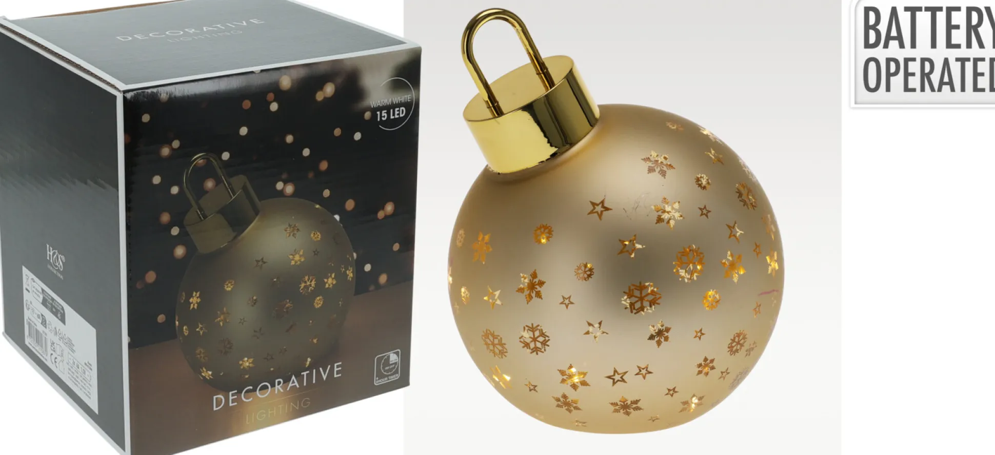 Kerstbal met led 15cm