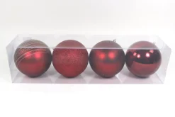 Kerstbal wijnrood (4sts)