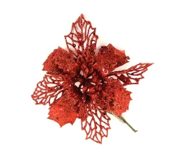 Kerstster op clip kerstrood