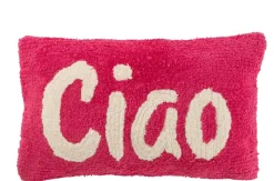 Kussen cia getuft katoen roze/wit