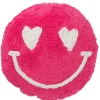 Kussen smiley getuft katoen roze/wit