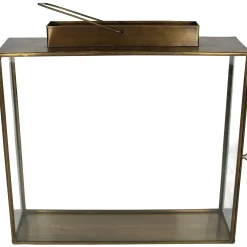 Lantaarn messing goud 35x10x34cm