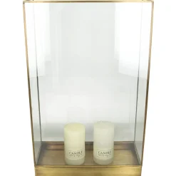 Lantaarn messing goud 34x15x55cm