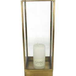 Lantaarn messing goud 15x15x40cm