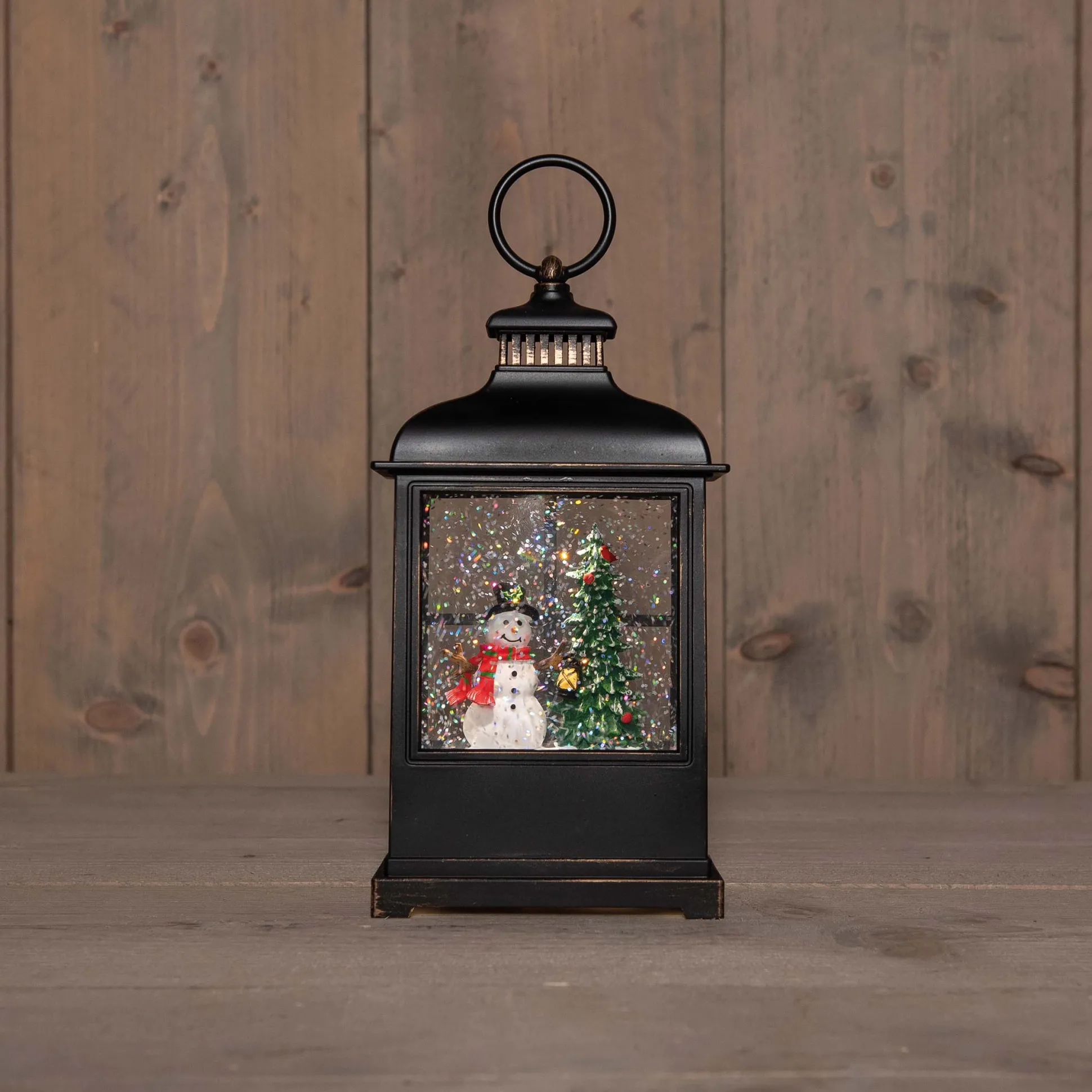 Led lantaarn sneeuwpop glitterwater