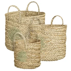 Mand rond blad donkergroen - h23xd25cm