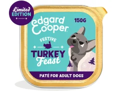 Natvoer voor honden feestelijke kalkoenpaté in een kuipje