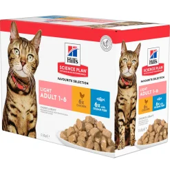 Natvoer voor katten science plan adult light kip en zeevis 85g multipack
