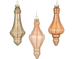 Ornament glas lijnen glitters