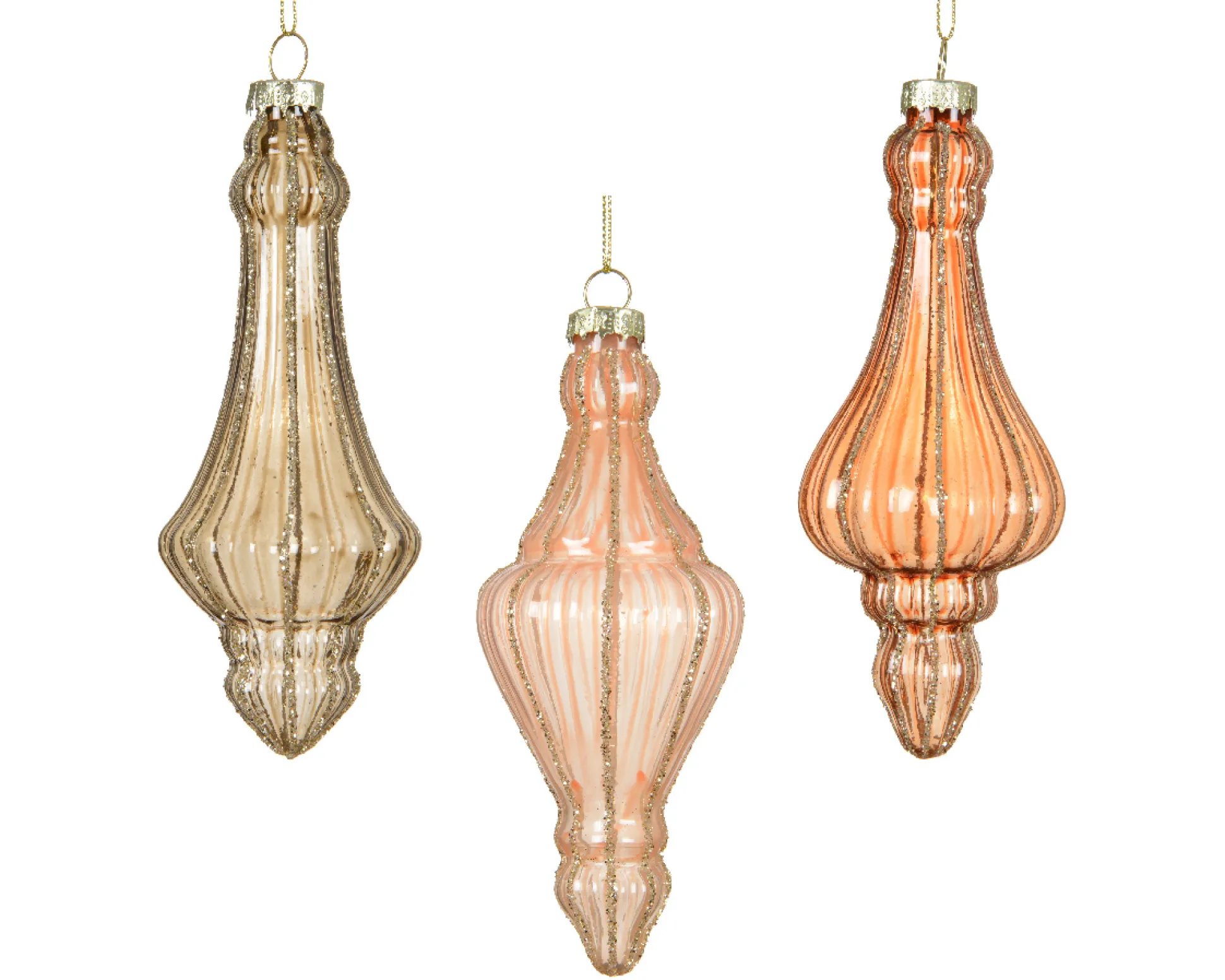 Ornament glas lijnen glitters