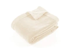 Plaid/deken chenille - ivoor