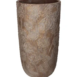 Planter paardebloem beton goud 21x21x40cm