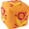 Poef vierkant bloem katoen oranje/roze/geel